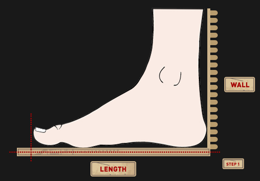 Foot length store to shoe size